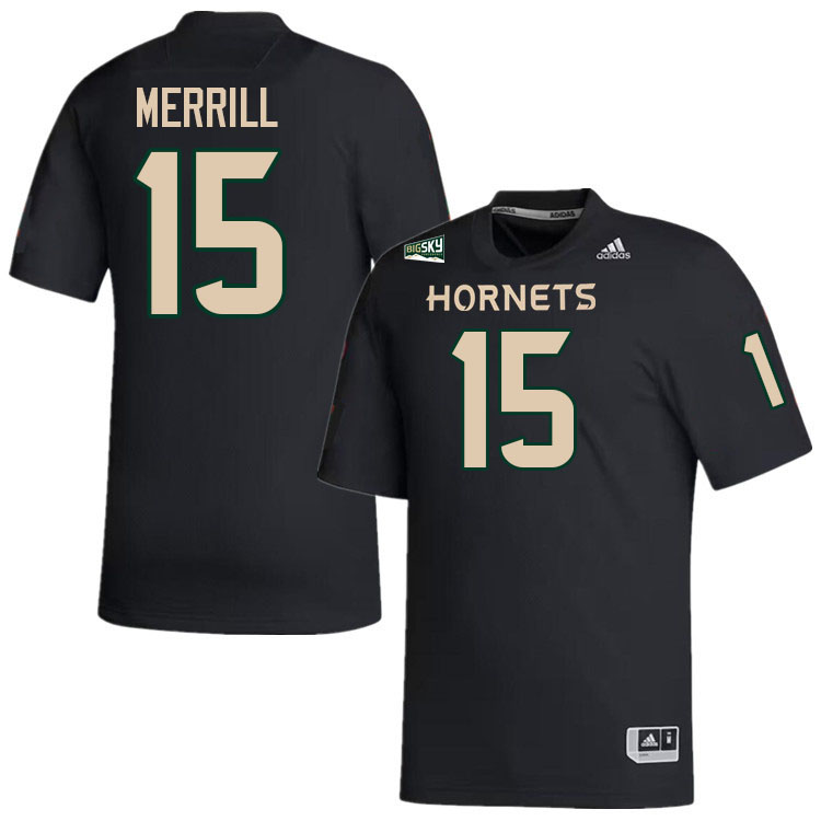 Sacramento State Hornets #15 Sawyer Merrill College Football Jerseys Stitched Sale-Black
